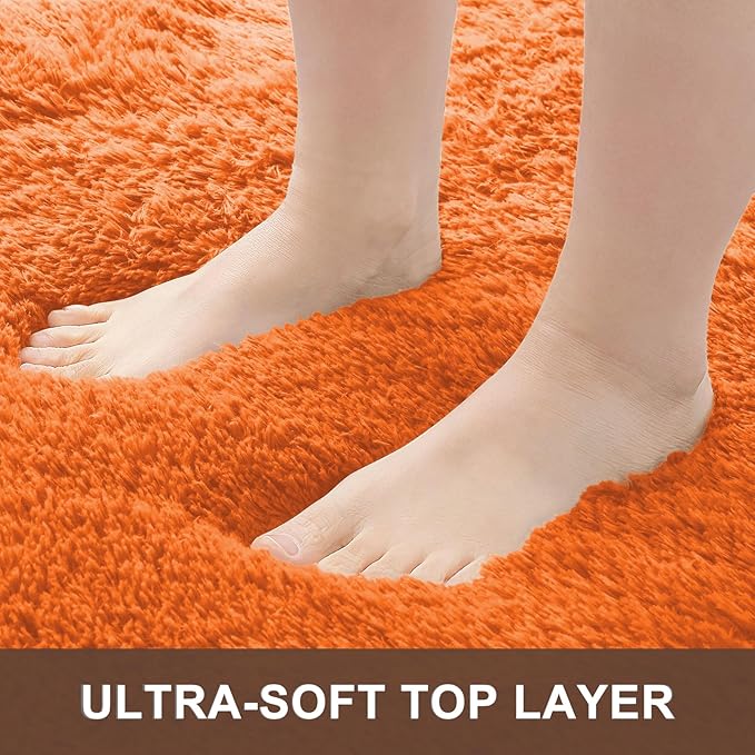 OLANLY 5x8 Machine Washable Large Area Rugs for Living Room, Bedroom, Soft Fluffy Shaggy Bedside Rug, Indoor Floor Carpet for Kids Girls and Boys, Dorms, Nursery, Home Decor Aesthetic, Orange