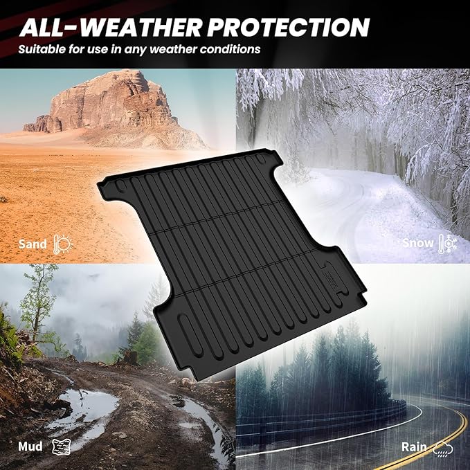 LASFIT 5FT7 Truck Bed Mat for Ram 1500 2002-2018 & 1500 Classic 2019-2024 (5.7 FT/67.4 inches) NOT for Optional Rambox, All Weather Custom Fit TPE Truck Bed Liner