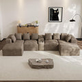 Modular Sectional Sofa with USB Cup Holders Storage, 143" U Shaped Cloud Couch Plush Corduroy Deep Seat Boneless Sofas with Double Chaise Lounge Sectional Couches Memory Foam for Living Room - Camel