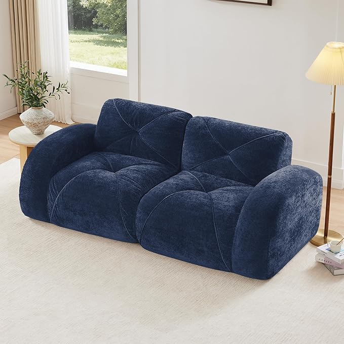 Modular Sectional Sofa with Free Combination,Boneless Floor Couch for Small Spaces, Living Room & Lounge,Velvet 2-Seater Sectional Couch with Comfortable Deep Seat,No Assembly Needed