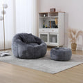 HOMEFLEX Modern Bean Bag Chair for Adults, Comfy Reading Nook Seating with Pillow, Round Chairs with Ottoman, Leisure Single Sofa, Ideal for Living Room, Bedroom, Apartment (Gray)