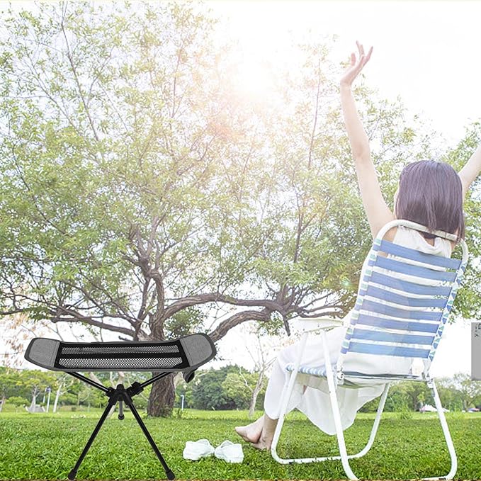 Folding Foot Rest Travel, Leg Rest Bracket Stool, Antislip Feet Compact Aluminum Foldable Camping Chair Footrest for Outoor