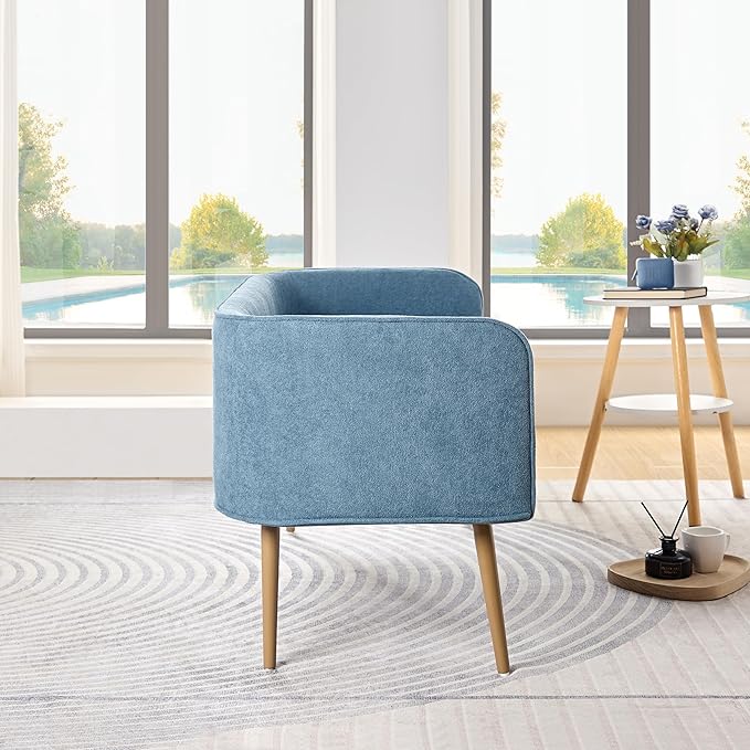 Bedroom Bench with Back, Inside Metal Frame, Extra Seat for Living Room,Entryway Bench (Blue) …