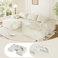 CABZOON 110" Cloud Couch Sectional for Living Room U-Shape Boneless Couches Modular Sectional Sofa with Deep Seat with Chaise,No Assembly Required, Carbon White(Plush Corduroy Fabric)