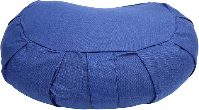 ZJchao Half Moon Meditation Cushion Filled with Buckwheat Hulls and Cotton Cover Yoga Meditation Pillow for Floor Sitting Comfortable Support for Home Office Outdoor Use Size