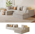 109" Modular Sectional Sofa with Deep Seat, Oversized U-Shaped Cloud Couch for Living Room with 2 Ottomans, Boneless Memory Foam Teddy Fleece Sofa, No Tools Assembly Required (Beige,2 Ottomans)