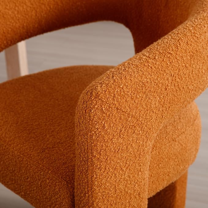 DAYALANE Modern Barrel Dining Chairs Set of 4, Upholstered Dining Room & Kitchen Chair with Curved Back, Comfy Accent Side Reading Armchair for Living Room Bedroom Kitchen Home Office, Orange Fur