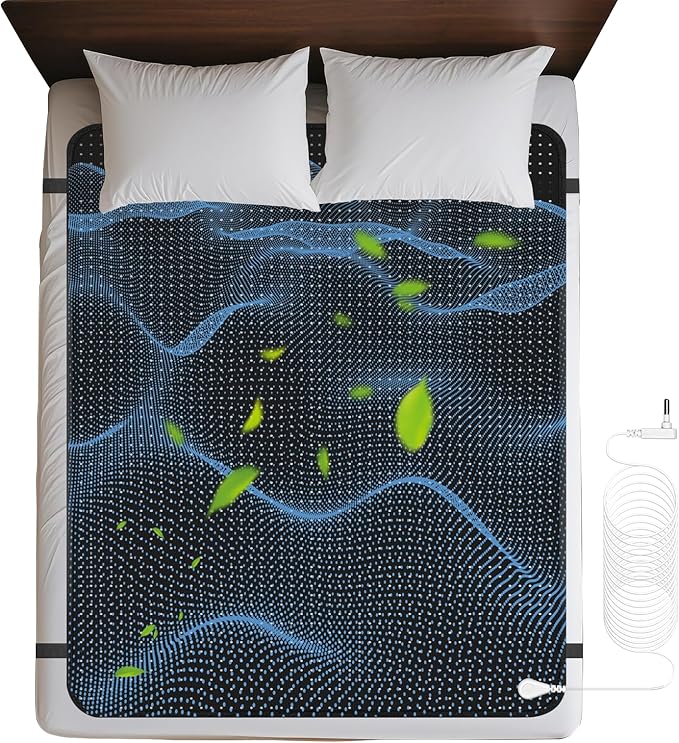Grounding Mat for Bed, Grounding Mattress Cover Pad for Improve Sleep, Conductive Carbon Leatherette Earth Mat Grounded Pad (Black 2)