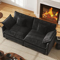 WorthFurni 77 Inch Cloud Sofa Loveseat, Comfy Sectional Couch, 2-Seater Chenille Deep Seat Sofa with Throw Pillows for Living Room Bedroom Apartment (Black)