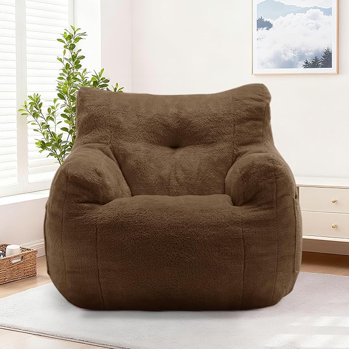 Bean Bag Chair for Adults and Kids, Small Comfy Beanbag Lounge Floor Sofa Reading Chair with Armrests, Mini Cloud Sofa for Living Room, Bedroom and Game Rooms, Plush Chair with Memory Foam