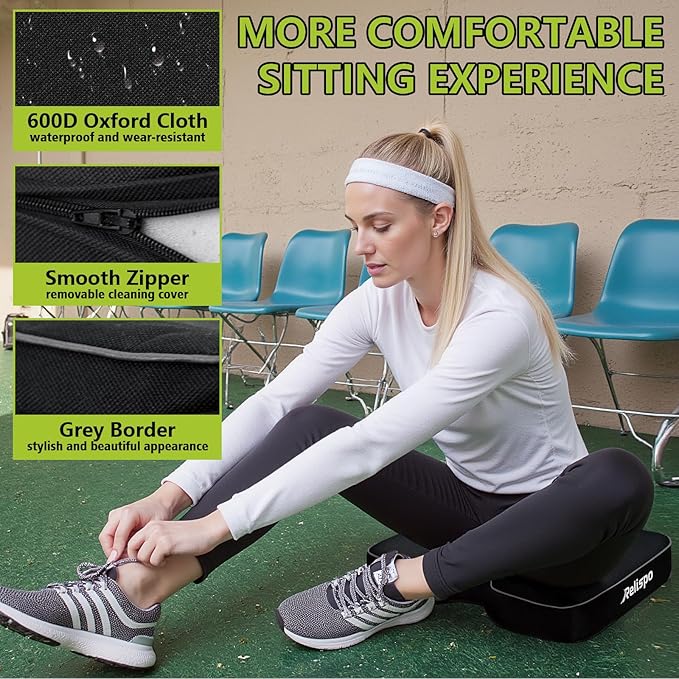 Relispo Stadium Seats for Bleachers with Integral Cutting Memory Foam, Stadium Seat Cushion Waterproof Extra Thick Bleacher Cushion, Portable Stadium Cushions for Indoor Outdoor Events