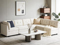 VANOMi 6 Seater Sectional Couches for Living Room, 118" Convertible Modular Cloud Sofa, Comfy Chenille Sofas & Couches for Living Room, Apartment, Office, White, L/U Shaped