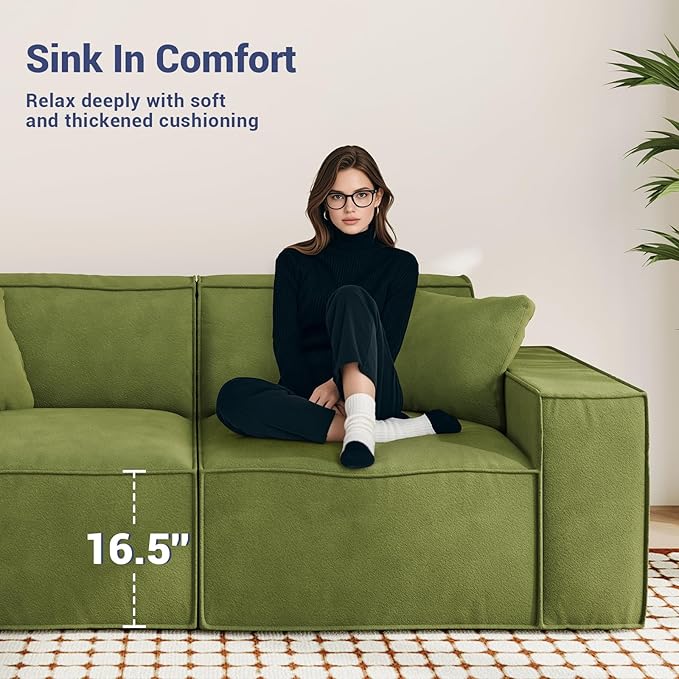 80.3" Cloud Sectional Couch, Chenille Boneless Couch L Shaped with Deep Seats&Wide Armrests, Comfy Convertible Modular Sectional Sofa Memory Foam Compression Sofa for Living Room, No Assembly Required