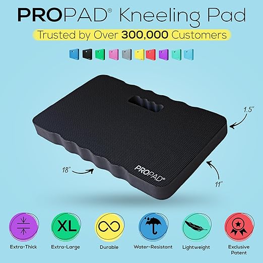 RED Home Club Thick Kneeling Pads, Garden Kneeler for Gardening, Bath Kneeler for Baby Bath, Kneeling Mat for Yoga, Knee Pad for Work, Extra Large (XL) 18 x 11 x 1.5 Inches, Black (Pack of 2)