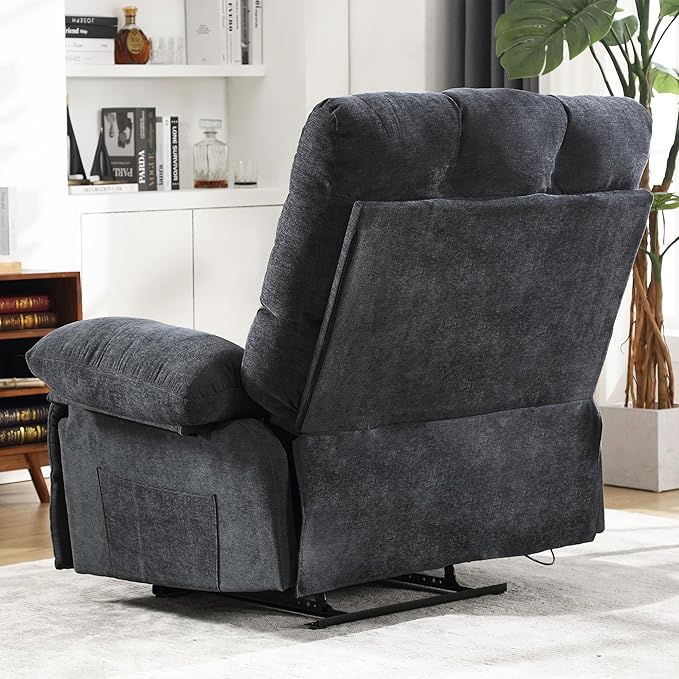 Oversized Recliner Chair Extra Wide Large Recliner for Adults 350lbs with Lumbar Support Pillow Nursery Chair Living Room (Manual, Grey-6008)