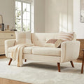 Tbfit 65" W Loveseat Sofa, Mid Century Modern Decor Love Seat Couches for Living Room, Button Tufted Upholstered Small Couch for Bedroom, Solid and Easy to Install Love Seats Furniture, Beige | linen fabric, button tufted, solid wood foot, pocket sprin...
