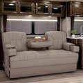 Qualitex De Leon Console SL RV Sofa Bed, 74" Wide, Ulitmate Leather, Light Antelope