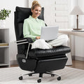 M80 Dual Motor Electric Executive Office Chair with Footrest, Comfortable Reclining Office Chair Wide Seat, Big and Tall Ergonomic Leather Home Office Desk Chair (Black,No Massage)