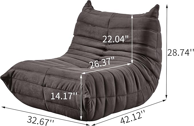 Bean Bag Chair - Corner Sofa, Fireside Chair Bean Bag Sofa Large Bean Bag Chair for Adults,Fireside Floor Couch for Living Room, Bedroom, Gaming (Yellow, Single) (Dark Gray, Single)