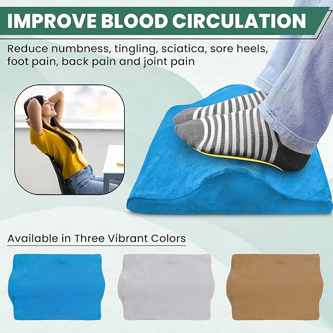 2-in-1 Portable Foot Rest Pro - Extra Large - Foot Rest & Foot Leg Exerciser - Improve Circulation & Relax Exercise Massage Foot Under Desk Work Office Chair, Gaming & Home - Seniors (Gray)