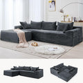 Korser 110" Sectional Couches for Living Room, Modular Sectional Sofa with L-Shape Chaise, Cloud Couch, Comfy Corduroy Fluffy Couch with Deep Seat and Side Pockets