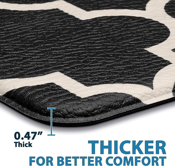 ComfiLife Kitchen Mats for Floor (2 PCs) – Cushioned Anti Fatigue Kitchen Rug for Comfortable Standing – Waterproof, Easy Clean, Non-slip, Thick Kitchen Mat Set for Home, Office, Sink, Laundry (Black)
