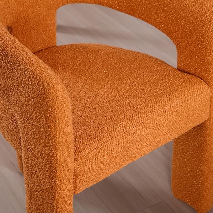 DAYALANE Modern Boucle Dining Chair, Sherpa Upholstered Accent Kitchen Chair with Arms Comfy Barrel Side Chair for Living Room/Home Office/Reception, Windsor Tan
