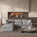 WJShome 120.45" Cloud Modular Sectional Sofa with Storage Ottoman, L Shaped Minimalist Convertible Couch Deep Seat Sofa for Living Room Sofa Sets (Light Grey, 3 Seater+1 Ottoman)