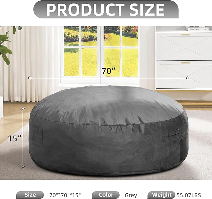 Hobestluk Bean Bag Chair 6Ft Giant Bean Bag Chairs for Adults Large Bean Chairs with Removable Cover,Big BeanBag Chairs for Living Room, Bedroom