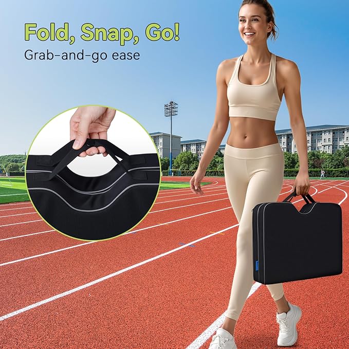 Relispo 3-in-1 Stadium Seat Cushion, Premium Memory Foam & High-Density Foam Bleacher Cushion, Anti-Slip Waterproof Portable Stadium Cushion for Bleachers, Sports Events, Camping