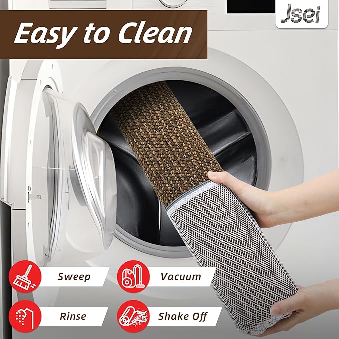 JSEI Dirt Trapper Door Mat 24"x36" Non-Slip Washable Entrance Mat, Dog Doormats, Absorbent & Fade-Resistant Floor Mats, Low Profile Welcome Mats for Entryway, Front Door, and Inside Entrance, Brwon