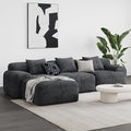 Aosaifen Modern L-Shaped Modular Sectional Sofa for Living Room，Oversized 3-Seater Couch with Deep Seat and Movable Ottoman – No Assembly,Comfortable Suede Fabric Boneless Sofa(Dark Gray) (Dark Gray)