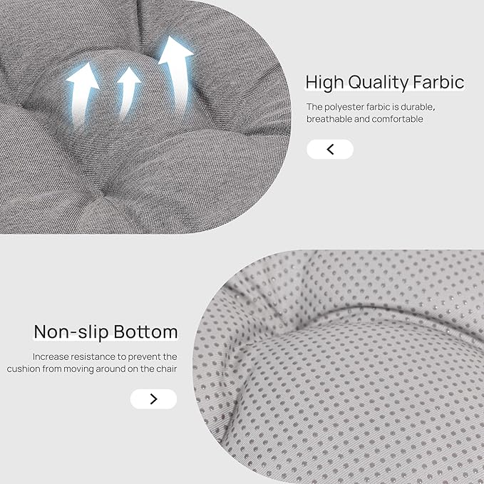Love's cabin Memory Foam Chair Cushions Set of 4, Outdoor/Indoor Chair Pads for Dining Chairs 4 Pack, Seat Cushions for Kitchen, Dining Room, Office, Patio Chairs, 19"x19"x3.5" Grey