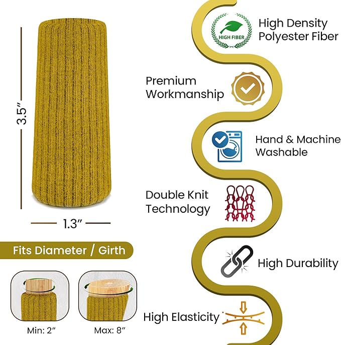 16 Pcs Gold Premium Chair Leg Socks Protectors for Hardwood Floors - Do not Easily Fall Off - Very Easy to Put on - Fits All Leg Shapes - High Elastic Bar Stool Leg Covers - Furniture Pads