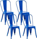 Metal Dining Chairs Set of 4,Stackable Tolix Chair Indoor/Outdoor for Kitchen,Cafe,Restaurant,Bistro & Patio Multiple Colors(Blue)