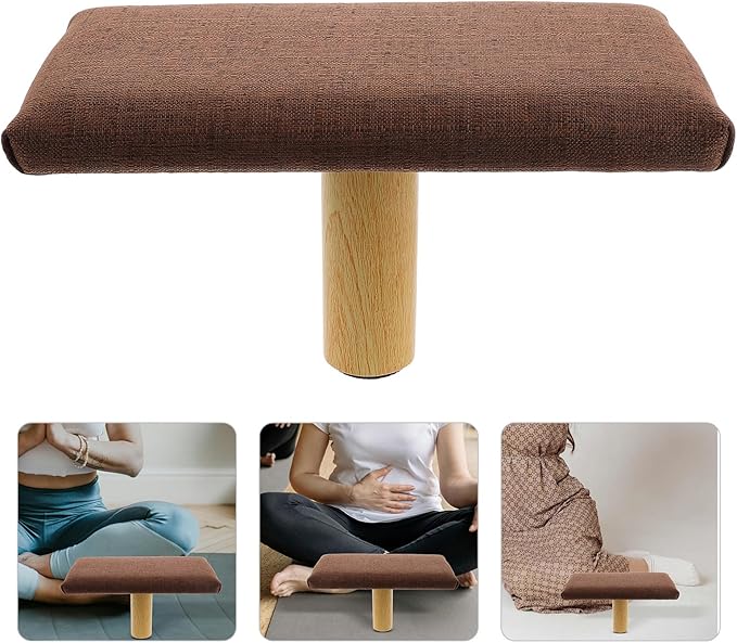 FOYTOKI Ergonomic Meditation Chair with Thick Cushion for Comfortable Stable Sitting Portable Wooden Kneeling Bench for Prayer and Posture Support Stylish Single-Leg Stool for Adults