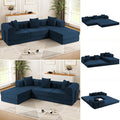 106.3" Oversized Convertible Sleeper Sofa Bed, L Shape Modular Sectional Cloud Sofa with Fixed-Shape Frame, Boneless Couch with Storage Pocket for Living Room, No Assembly Required, Blue