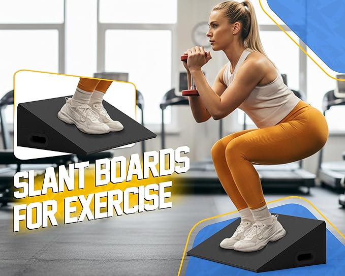 Hilhook Slant Board, 19" Wide Wooden Calf Stretcher Slant Board for Calf Stretching, Knees Over Toes, Weightlifting and Heel Elevated Squats for Strength & Flexibility Training
