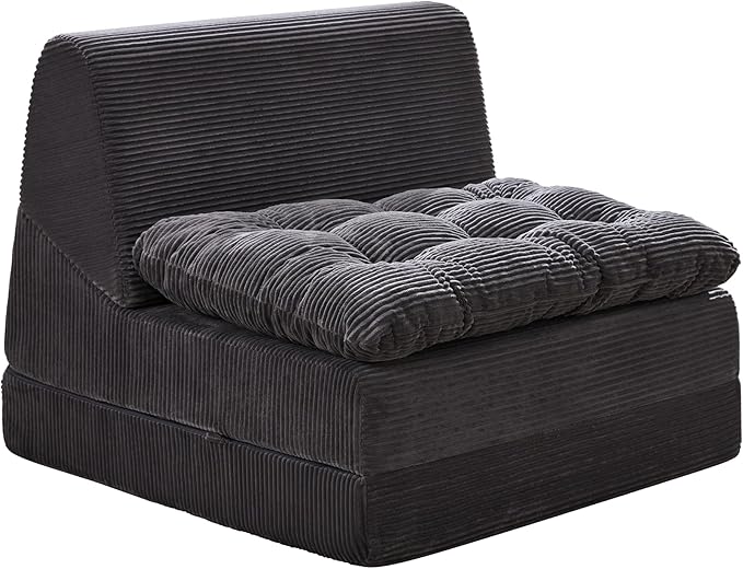 Hobestluk Sofa Couch Folding Sofa Bed Comfy Floor Lounger Convertible Sofa with Removable Cushion Couches for Small Spaces Foldable Mattress for Living Room Bedroom or Office (Cordury Grey, Large)
