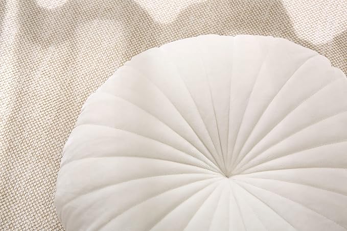 Floor Pillow Meditation Cushion Round Large Floor Pillows Seating for Adults, Velvet Thick Floor Cushions for Yoga Living Room Balcony Outdoor Tatami 18inch（Beige）