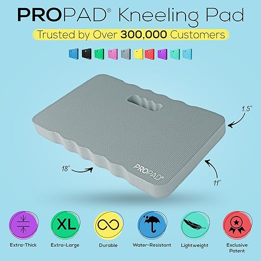 RED Home Club Thick Kneeling Pads, Garden Kneeler for Gardening, Bath Kneeler for Baby Bath, Kneeling Mat for Yoga, Knee Pad for Work, Extra Large (XL) 18 x 11 x 1.5 Inches, Gray (Pack of 2)