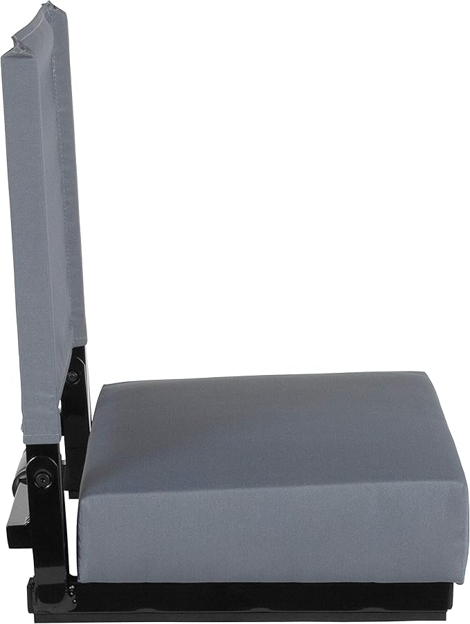 Flash Furniture Grandstand Portable Stadium Seat for Bleachers or Benches, Folding Padded Stadium Chair with Carrying Handle, 500 lb. Weight Capacity, Gray