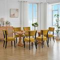 UVV Upholstered Dining Chairs Set of 6, Mid Century Modern Tufted Kitchen Chairs Dining Room Chairs, Velvet Dinner Chair with Wood Legs for Dining Room Kitchen, Turmeric-Black Legs