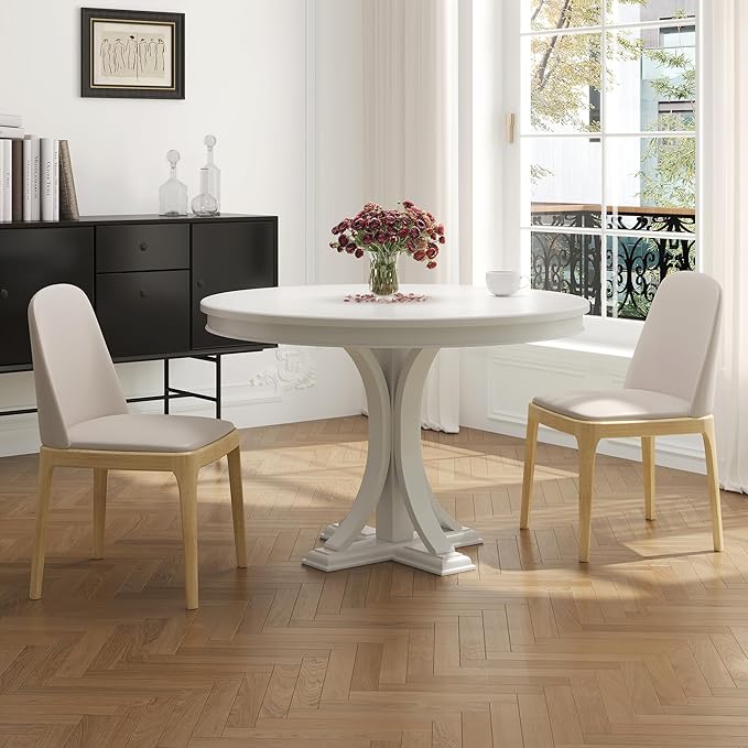 Beige Upholstered backrest Wooden Dining Chairs Set of 2, Beige Upholstered Faux leather Dining Room Chair,SolidWood Frame wood color Side Chairs with Quiet Non-Slip Round Mat for Farmhouse Kitchen