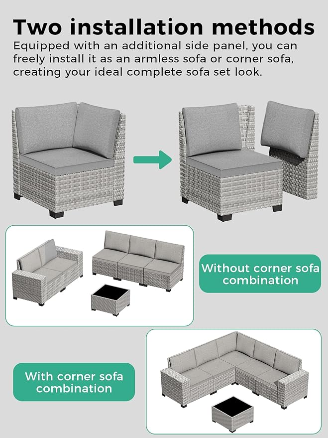 10 Piece Outdoor Wicker Rattan Sectional Sofa Set with Swivel Chairs & Fire Pit Table, 7-Seats with 4" Thickened Cushions & Coffee Table, All-Weather PE Rattan for Garden, Backyard, Porch, Grey