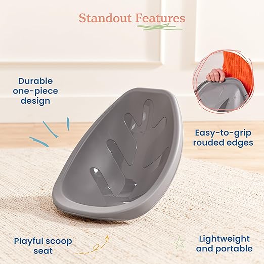 ECR4Kids Leaf Floor Seat, Rocker Chair, Grey, 6-Piece