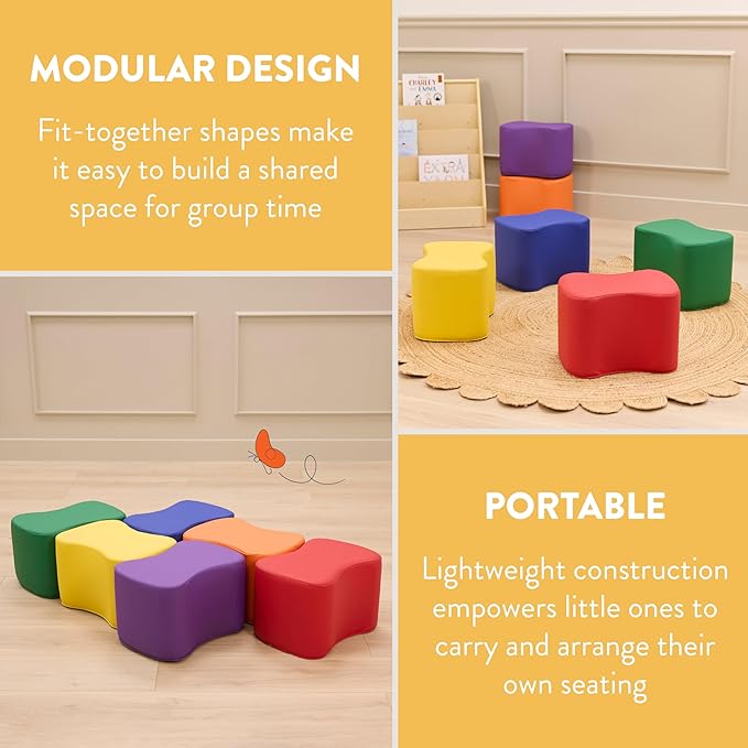 Butterfly Stools, Flexible Seating, Assorted, 6-Piece