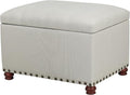 Joveco Storage Ottoman Linen Button Tufted Bench with Rivet, Rectangular Footrest Stool Coffee Table Seat for Living Room Bedroom, Off White