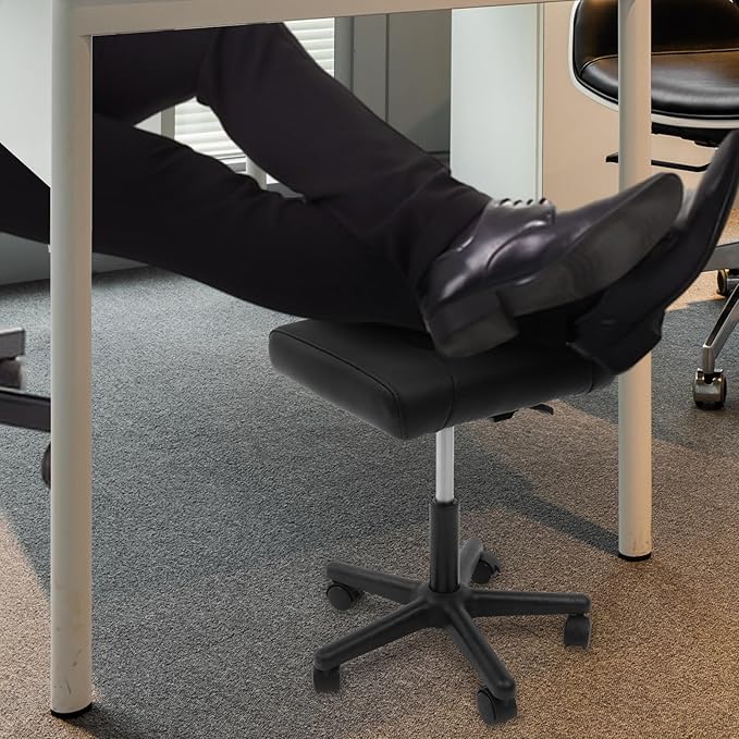 Mobile Footrest, 15.75-20in Height Adjustable Portable Foot Rest Stool, Multi-Use Stool with Lockable Wheels Under Desk Leg Rest Rolling Chair for Office, Home