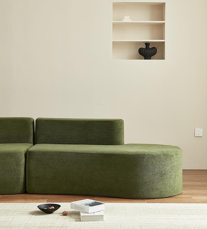 Swbvs Modular Floor Sofa Set, Boneless Memory Foam Lounge Couch, Convertible Low-Profile Seating for Living Room, Bedroom & Small Spaces, Washable Cover, Modern Green